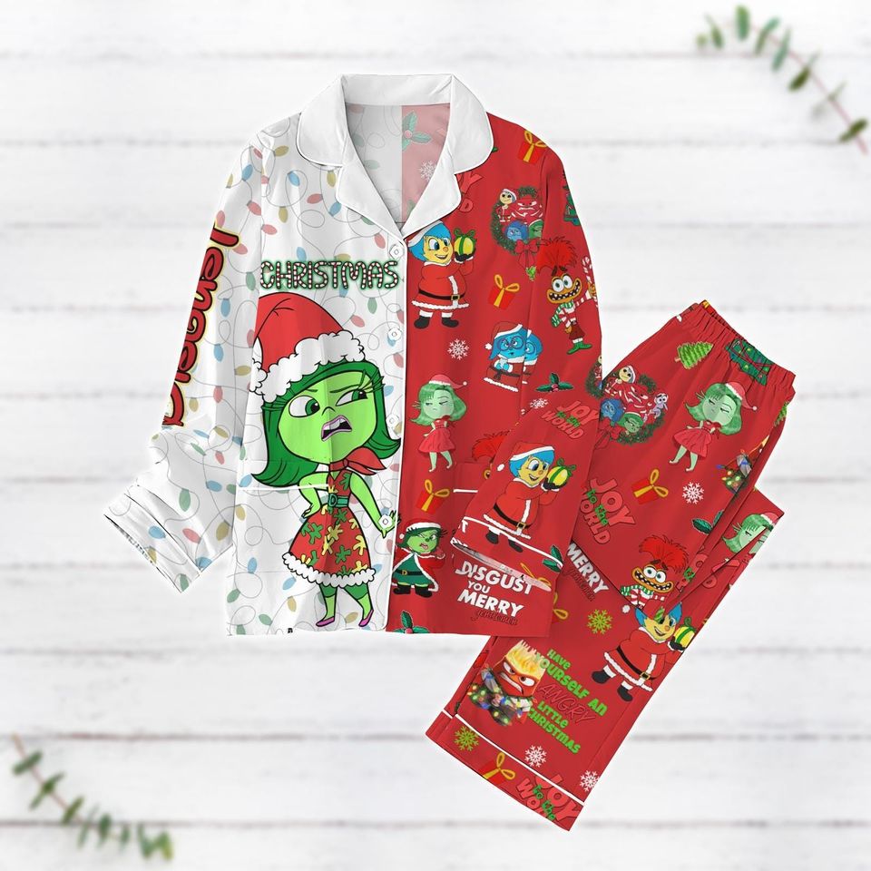 Disgust Inside Out Christmas Pajamas, Disney Pajamas Set