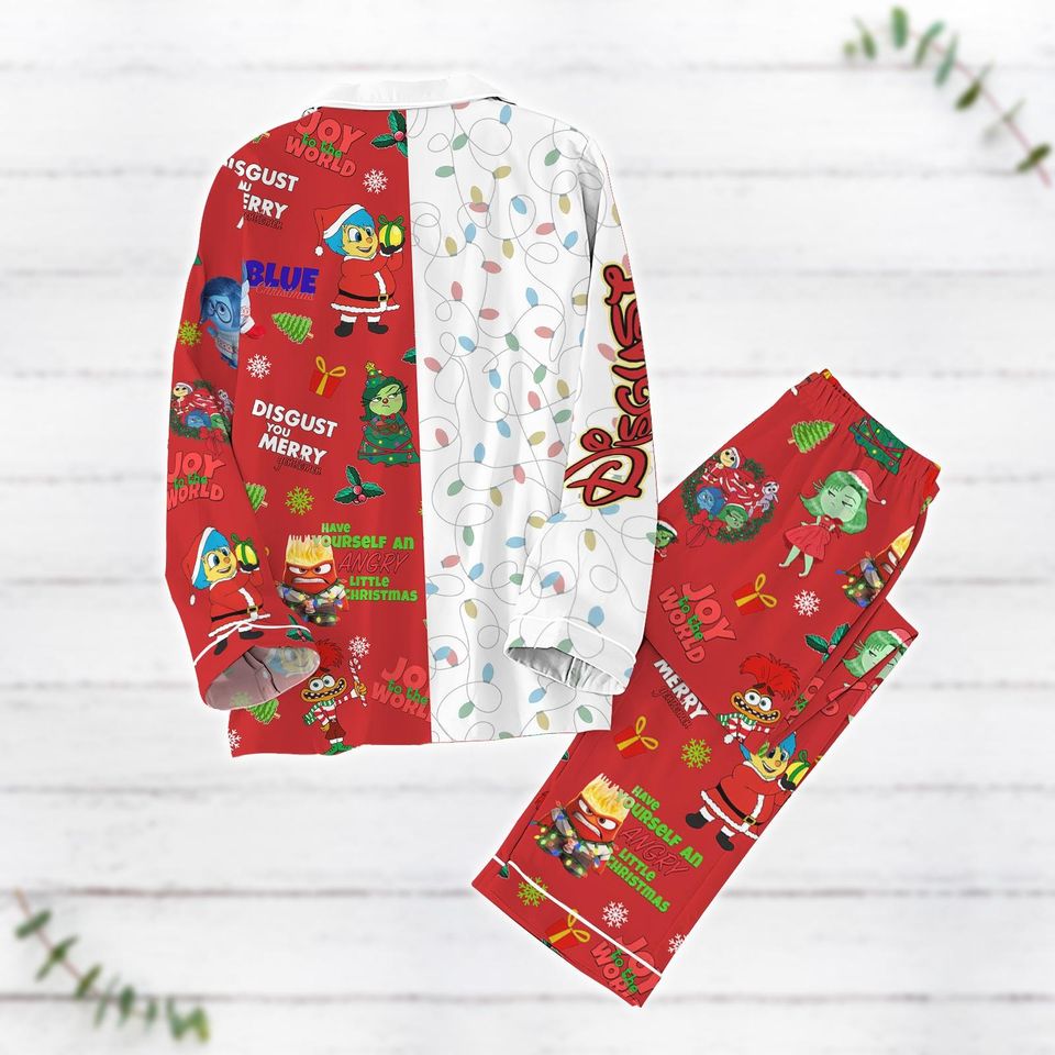 Disgust Inside Out Christmas Pajamas, Disney Pajamas Set
