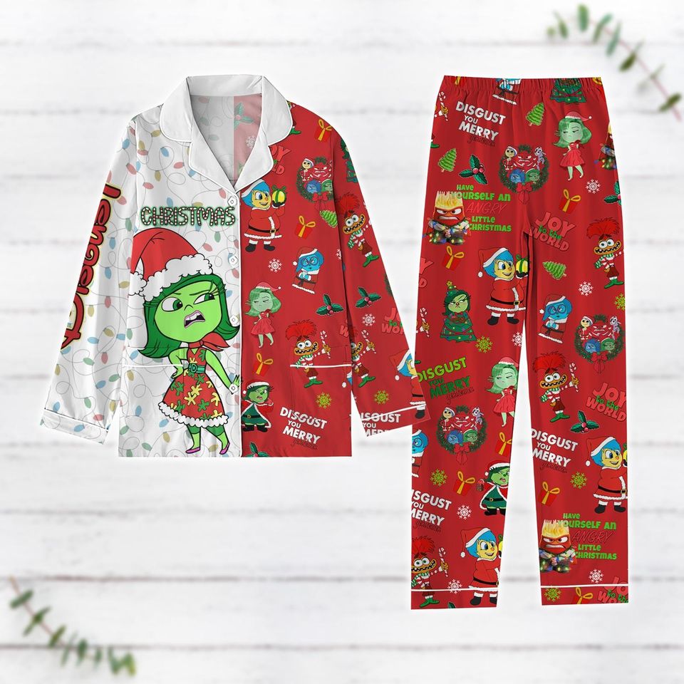 Disgust Inside Out Christmas Pajamas, Disney Pajamas Set