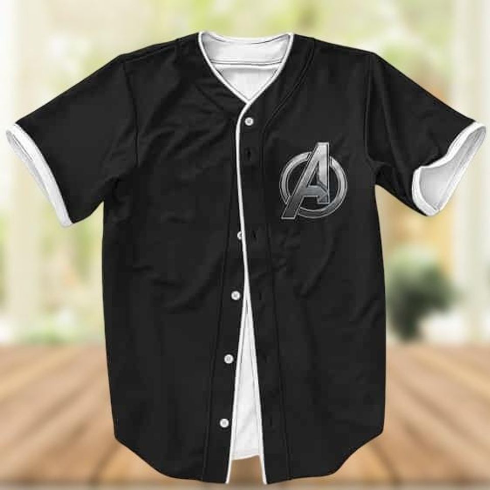 Marvel Avengers Logo Baseball Jersey for Men, Superhero Movie Baseball Uniform