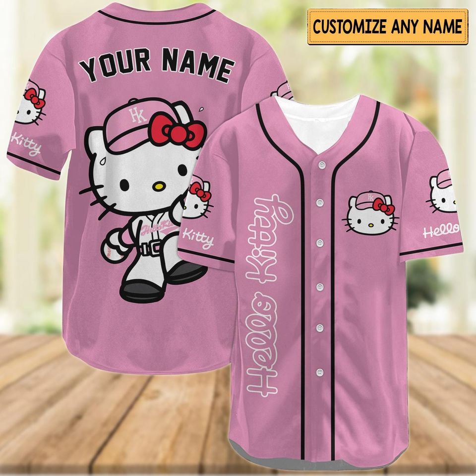 Personalized Hello Kitty Baseball Jersey Shirt, Hello Kitty Baseball Shirt