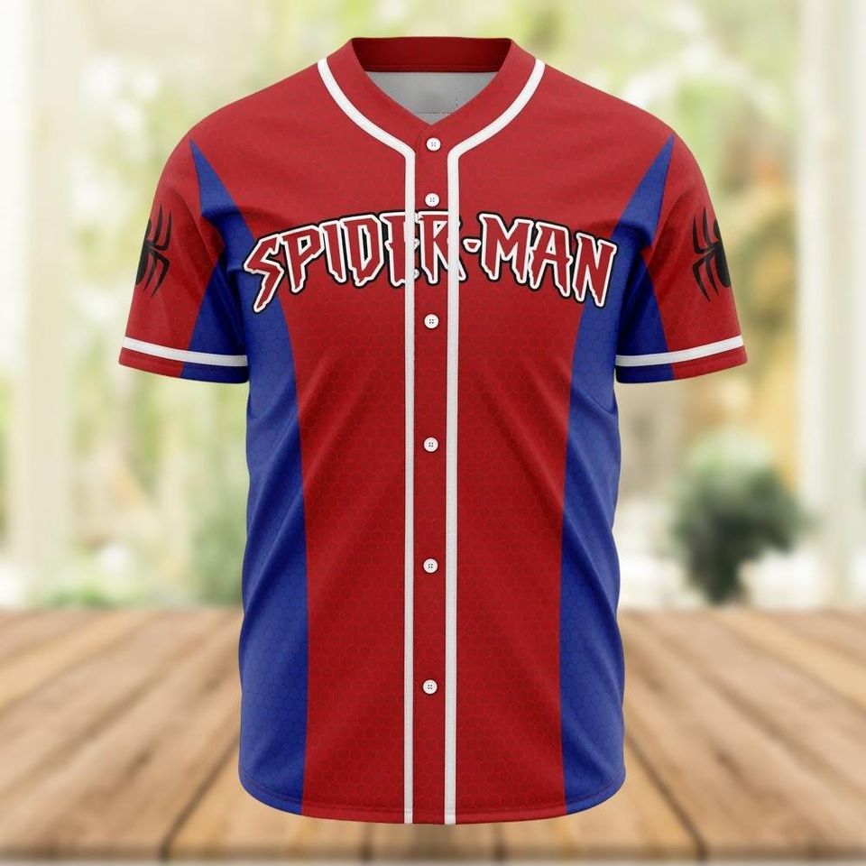 Spider-Man Baseball Jersey for Men, Superhero Baseball Shirt