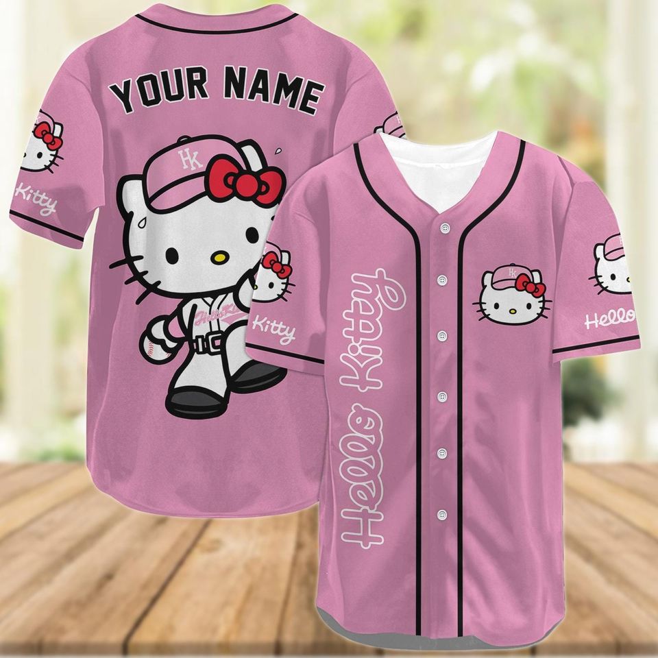 Personalized Hello Kitty Baseball Jersey Shirt, Hello Kitty Baseball Shirt