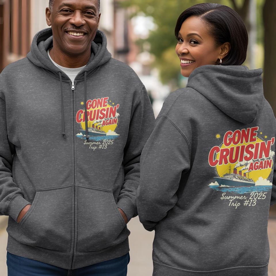 Cruise Ship Full Zip Up Hoodie Sweatshirt Summer 2025 Senior Trip Relaxed