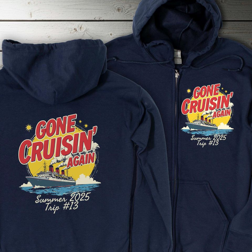 Cruise Ship Full Zip Up Hoodie Sweatshirt Summer 2025 Senior Trip Relaxed