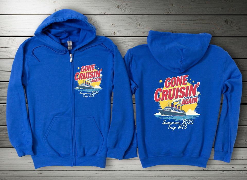Cruise Ship Full Zip Up Hoodie Sweatshirt Summer 2025 Senior Trip Relaxed