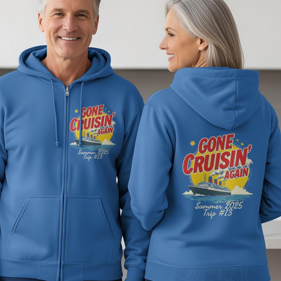 Cruise Ship Full Zip Up Hoodie Sweatshirt Summer 2025 Senior Trip Relaxed