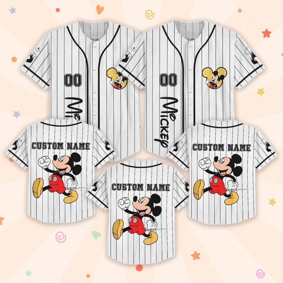 Custom Mickey Mouse Baseball Jersey, Mickey And Friends Matching Outfit