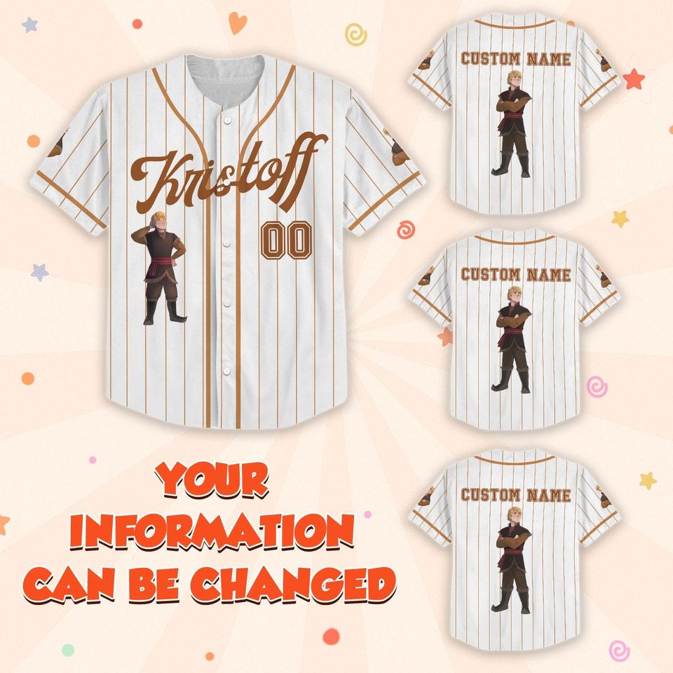 Personalized Kristoff Baseball Jersey, Disney Kristoff Baseball Shirt