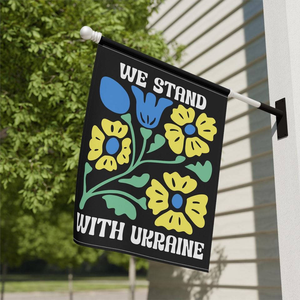 We Stand With Ukraine Garden Flag