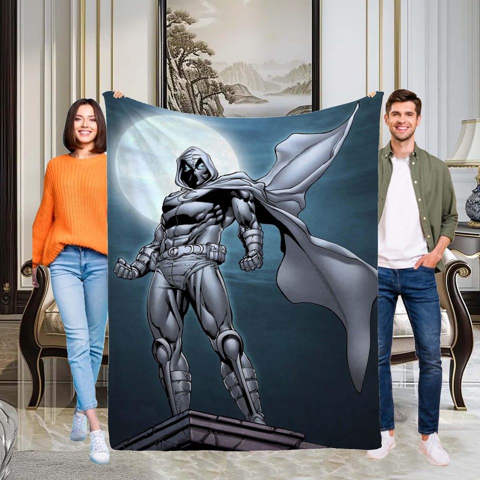 Halloween Blanket Gift Blanket Moon Knight Custom Name Blanket Throw Flannel Blanket Personalized Birthday Gift.