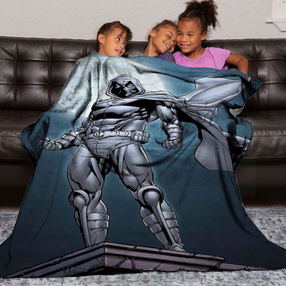 Halloween Blanket Gift Blanket Moon Knight Custom Name Blanket Throw Flannel Blanket Personalized Birthday Gift.
