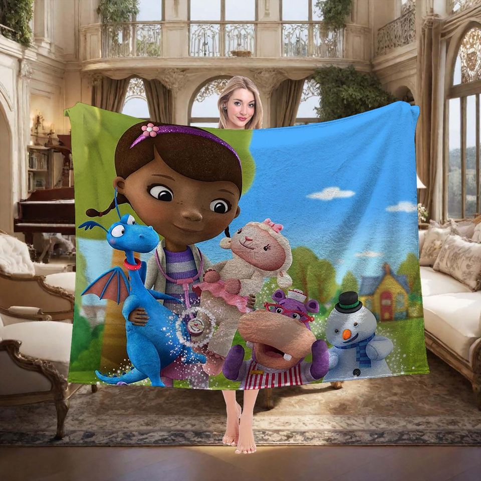Halloween Blanket Gift Blanket Doc McStuffins Custom Name Blanket Throw Flannel Blanket Personalized Birthday Gift.
