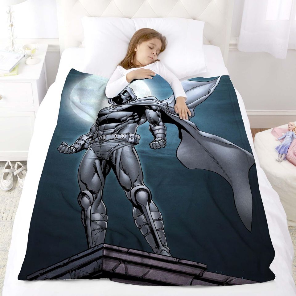 Halloween Blanket Gift Blanket Moon Knight Custom Name Blanket Throw Flannel Blanket Personalized Birthday Gift.