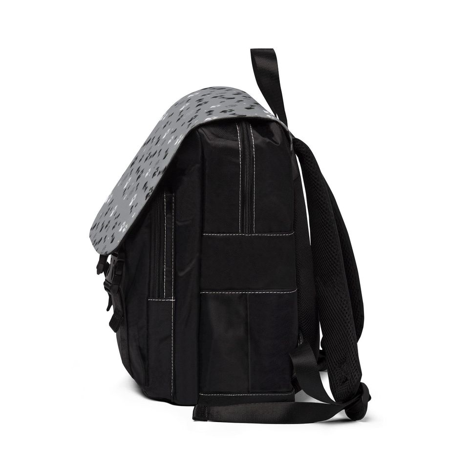 Gray Paws Unisex Casual Shoulder Backpack, Dog Unisex Casual Shoulder Backpack