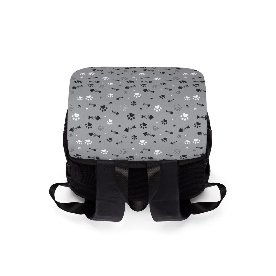 Gray Paws Unisex Casual Shoulder Backpack, Dog Unisex Casual Shoulder Backpack