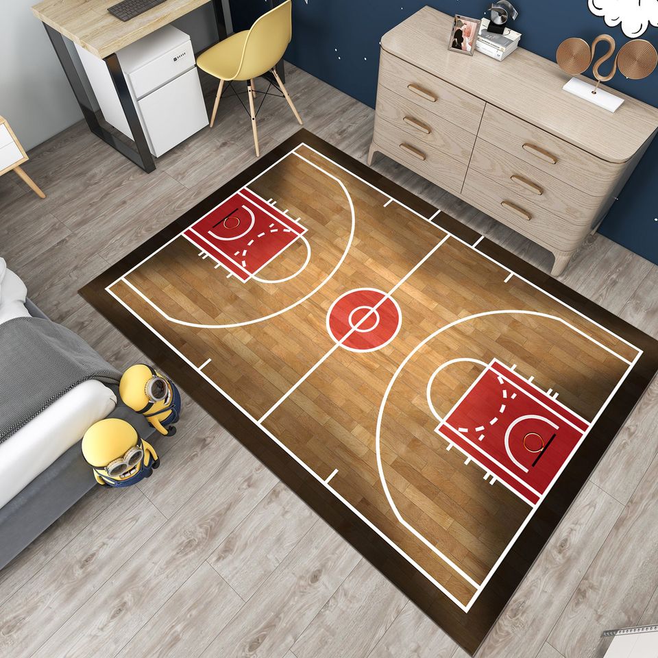 Basketball Court Rug, Boys Room Decor, Personalized Sport Rug
