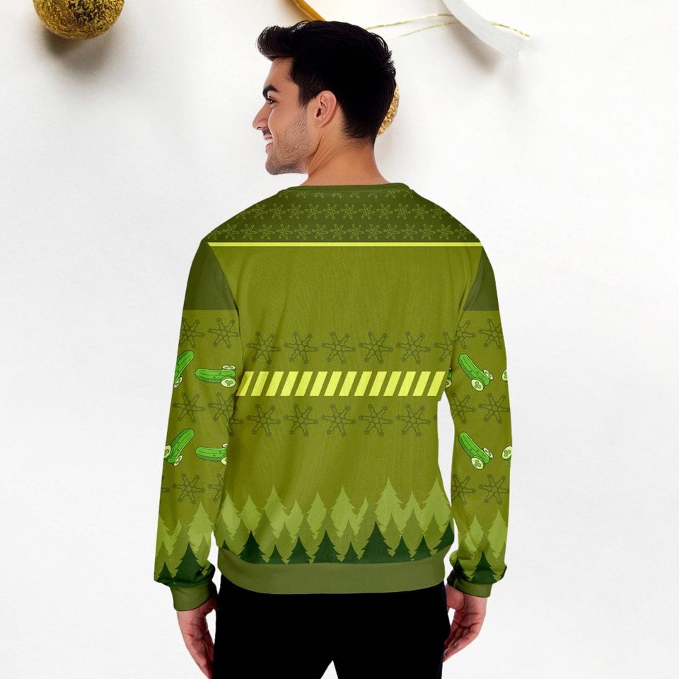 Tickle My Pickle Ugly Sweater, Pickle Christmas Sweater, Pickle Santa Hat Holiday Sweater, Pickle Sweater For Party, Ugly Xmas Sweater