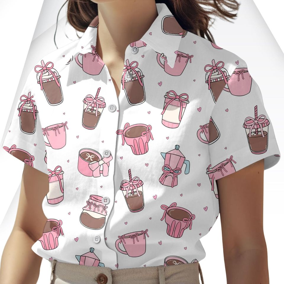 Pink Chocolate Cup Women's Short Sleeve Blouse