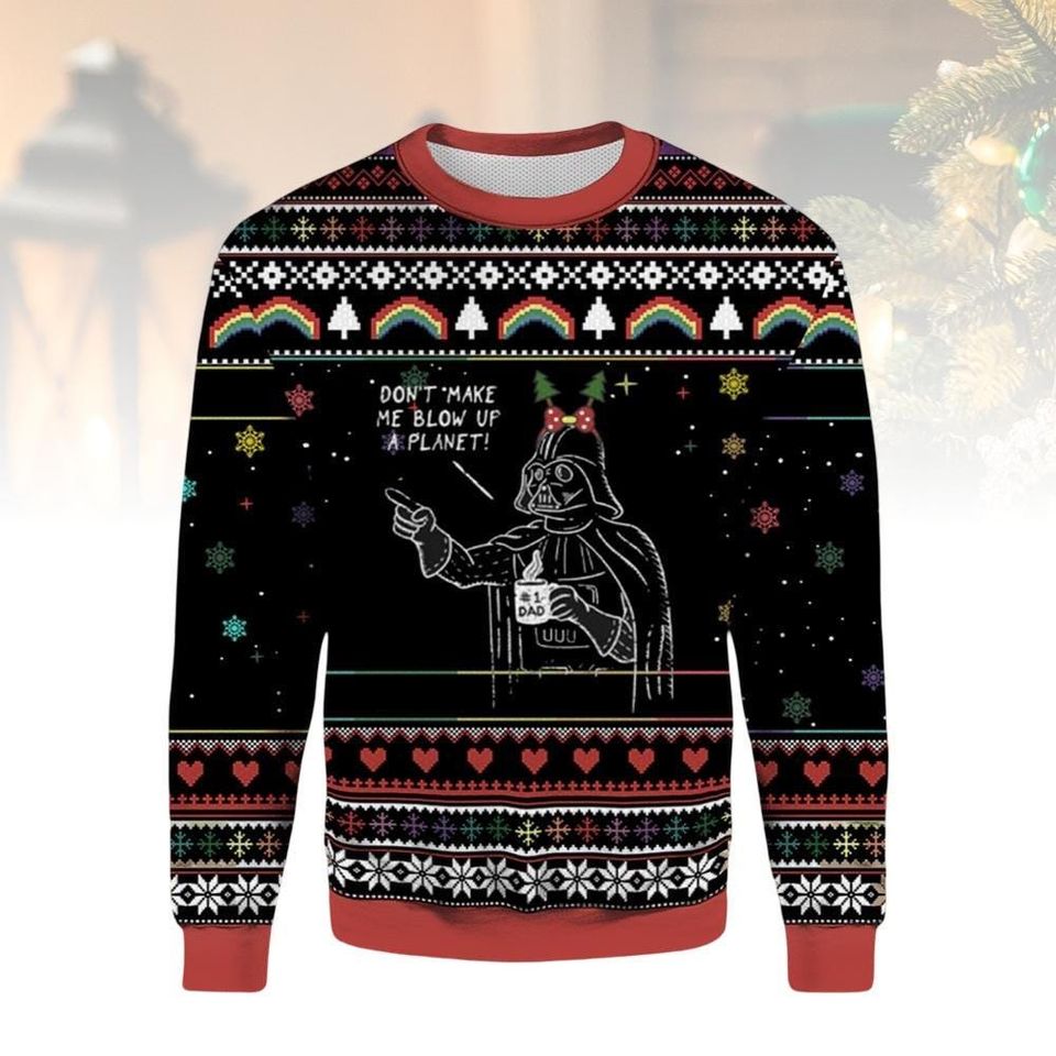 Star Wars Ugly Christmas Sweater, Darth Vader Sweater Holiday Gift for Men Women, Darth Vader Xmas Sweater, Movie Fan Gift