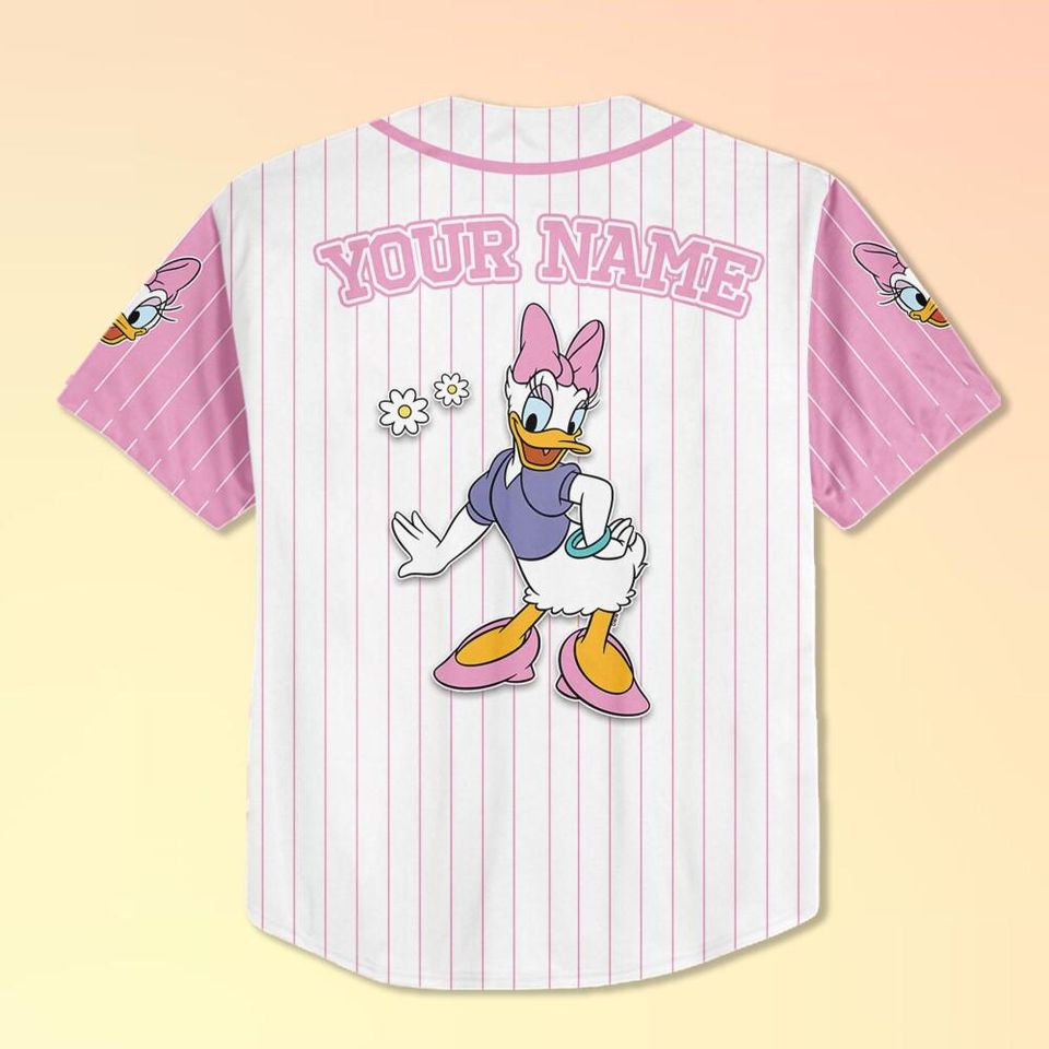 Personalized Disney Daisy Duck Baseball Jersey, Custom Disney Daisy Duck