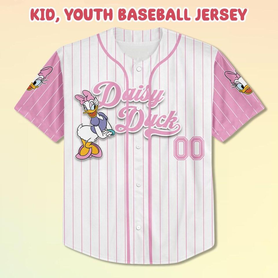 Personalized Disney Daisy Duck Baseball Jersey, Custom Disney Daisy Duck