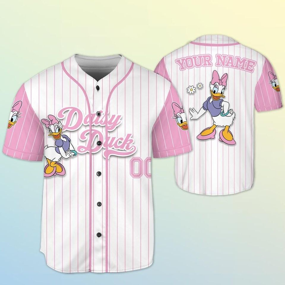 Personalized Disney Daisy Duck Baseball Jersey, Custom Disney Daisy Duck