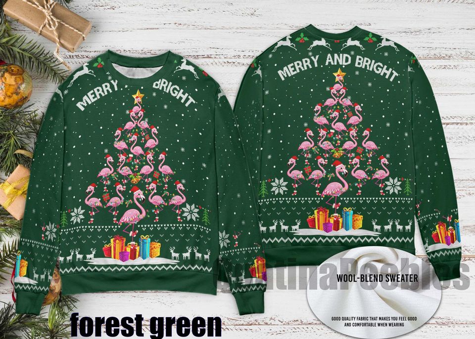 Flamingo Ugly Christmas Sweater, Funny Holiday Sweater With Festive Flamingo, Ugly Christmas Sweater, Xmas Sweater, Gift For Men Women