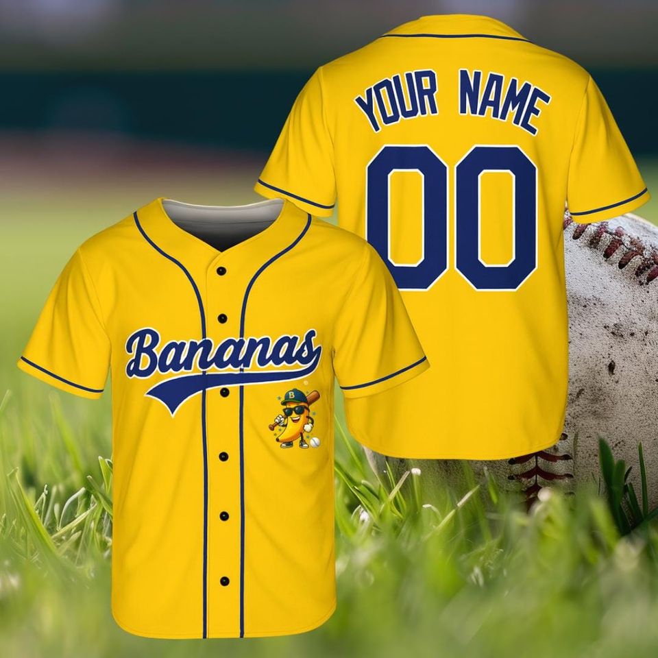 Custom Baseball Jersey, Funny Banana Baseball Jersey, Let's Go Bananas Shirt