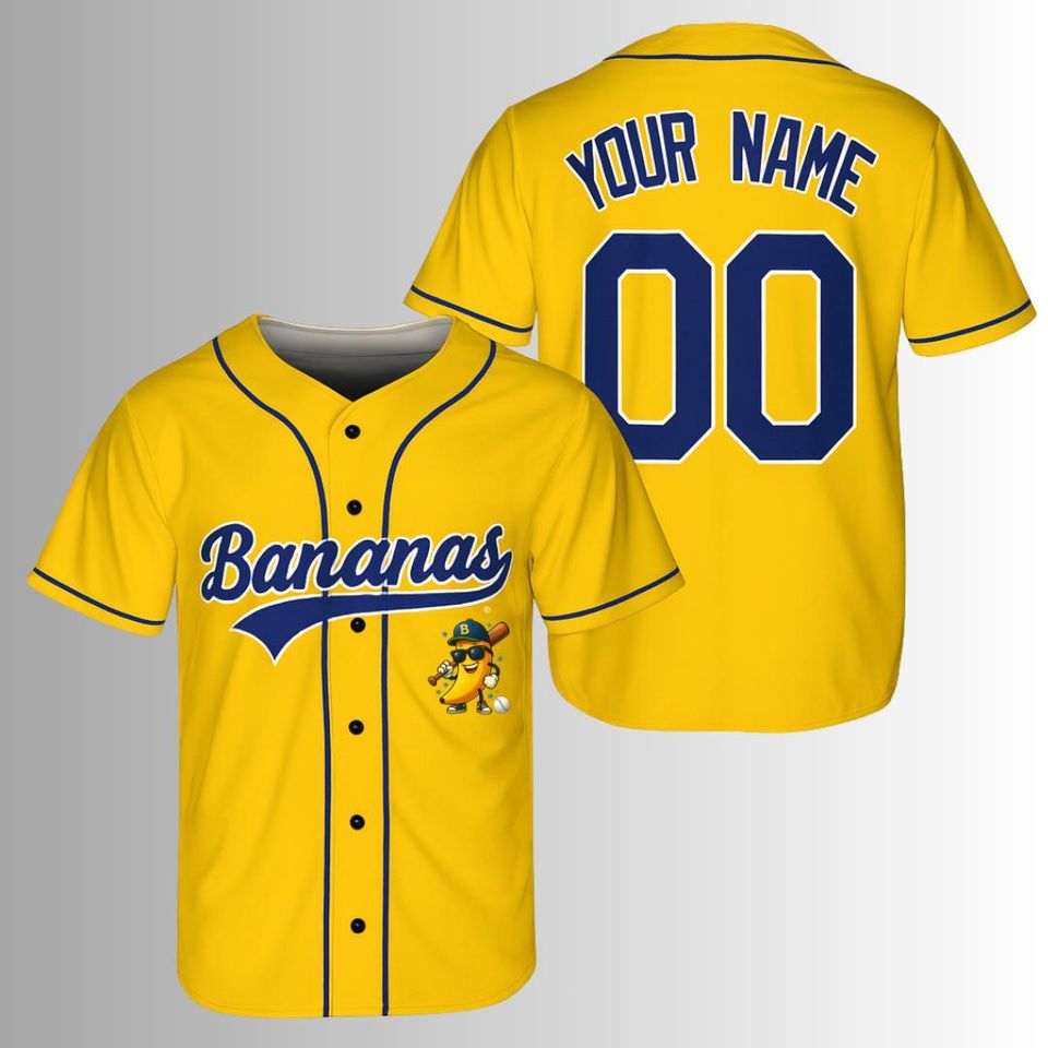 Custom Baseball Jersey, Funny Banana Baseball Jersey, Let's Go Bananas Shirt