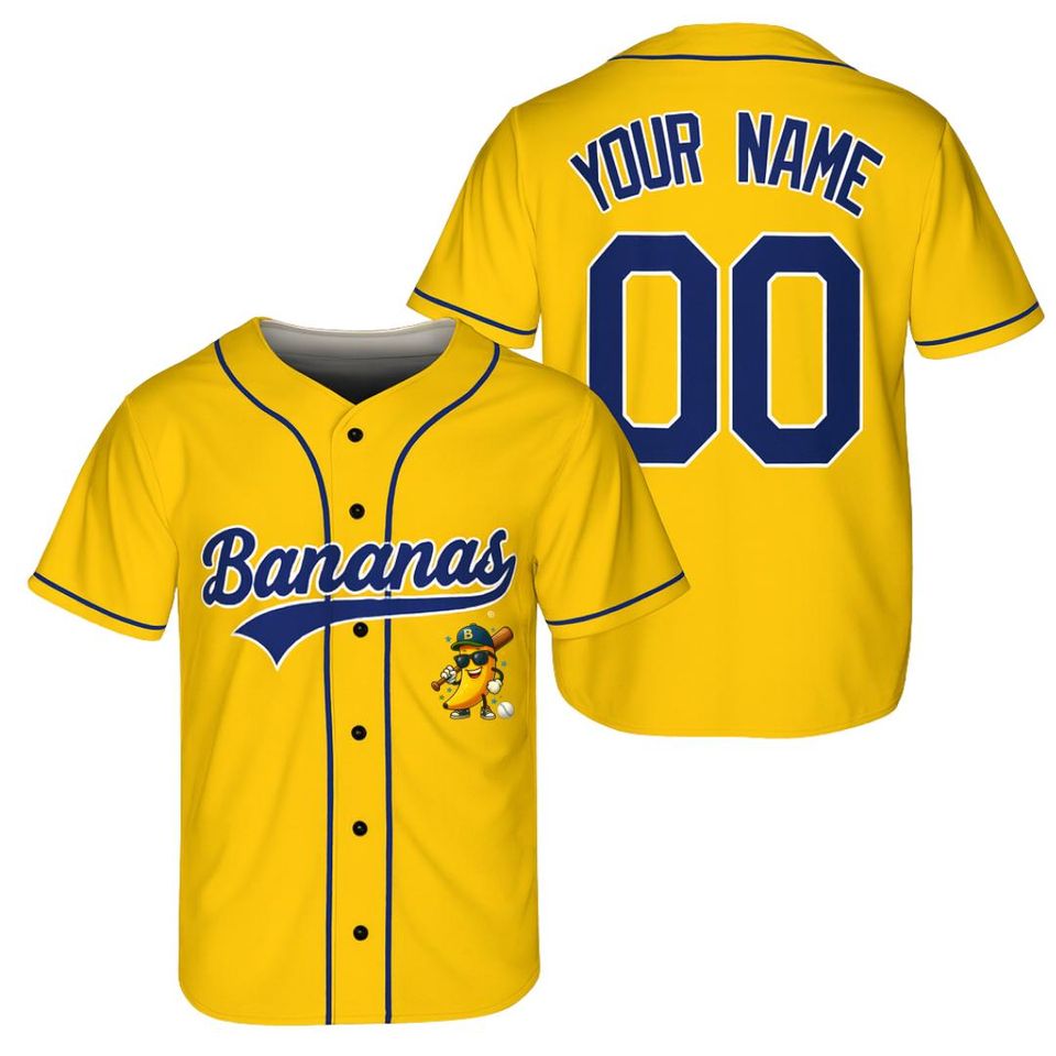 Custom Baseball Jersey, Funny Banana Baseball Jersey, Let's Go Bananas Shirt