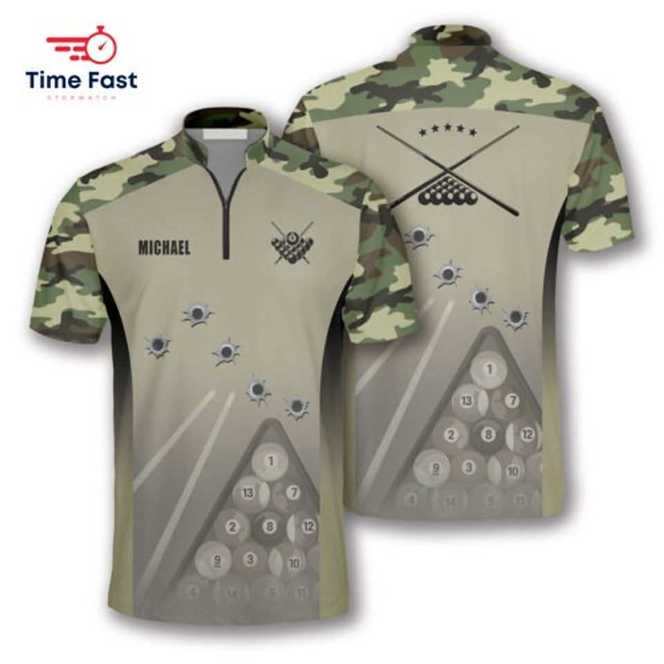 Camouflage Gun Holes Custom Billiard Jerseys for Men