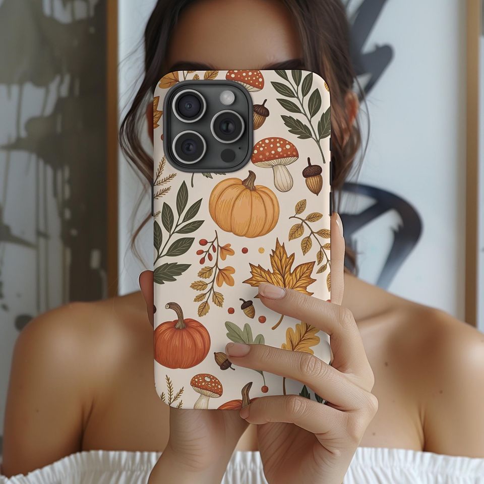 Autumn Pumpkin and Mushroom Phone Case