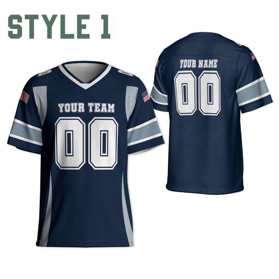 Custom Team Cowboy Football Jersey navy and white jersey, Personalized Name & Number Free Style Jersey, Game Day Outfit