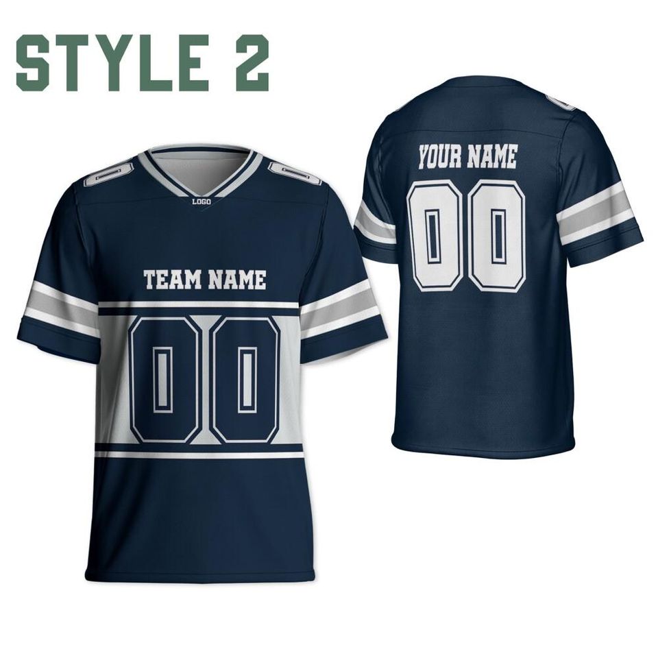 Custom Team Cowboy Football Jersey navy and white jersey, Personalized Name & Number Free Style Jersey, Game Day Outfit