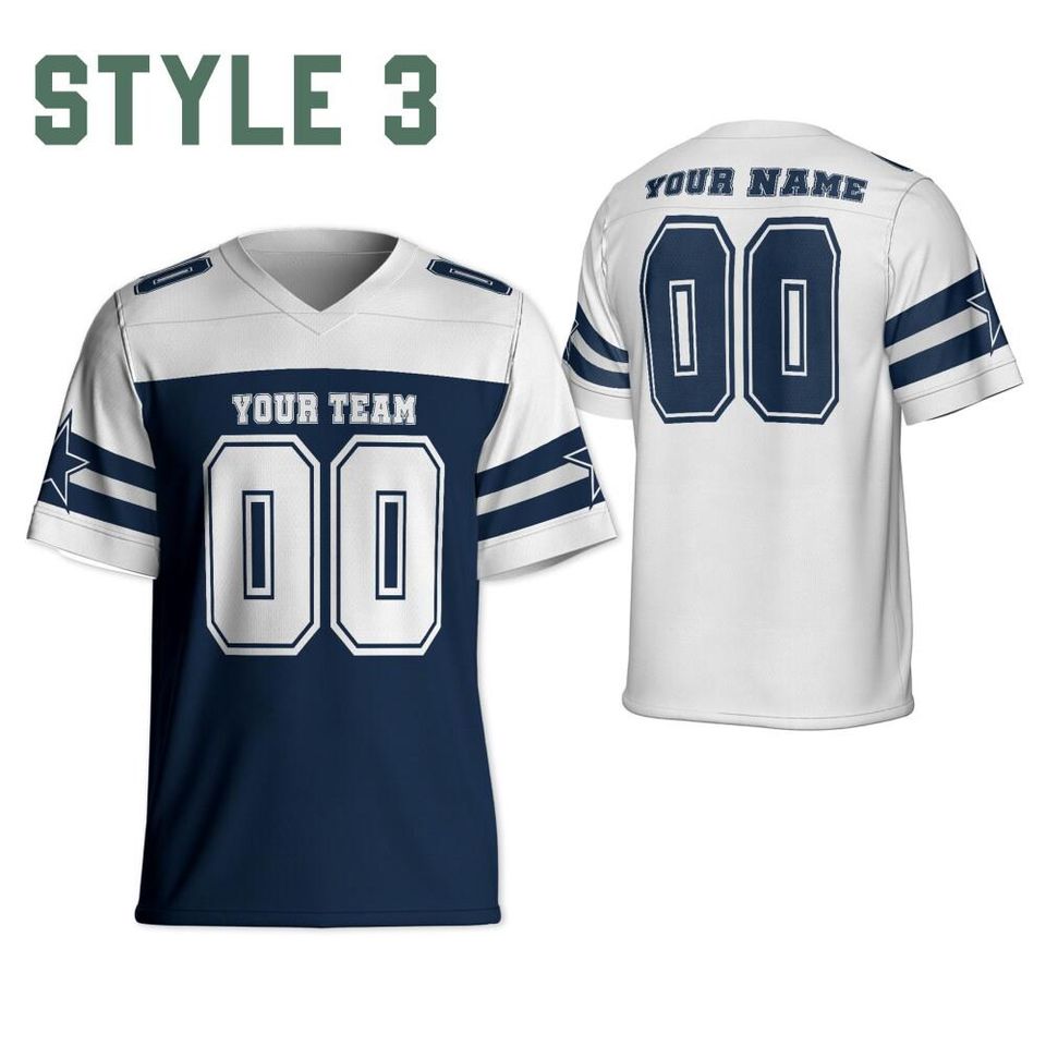 Custom Team Cowboy Football Jersey navy and white jersey, Personalized Name & Number Free Style Jersey, Game Day Outfit