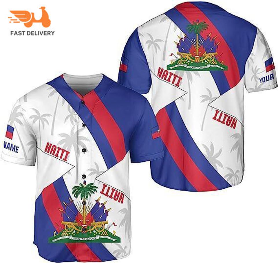 Personalized Name Haiti Baseball Jersey, Haitian Baseball Jersey for Men