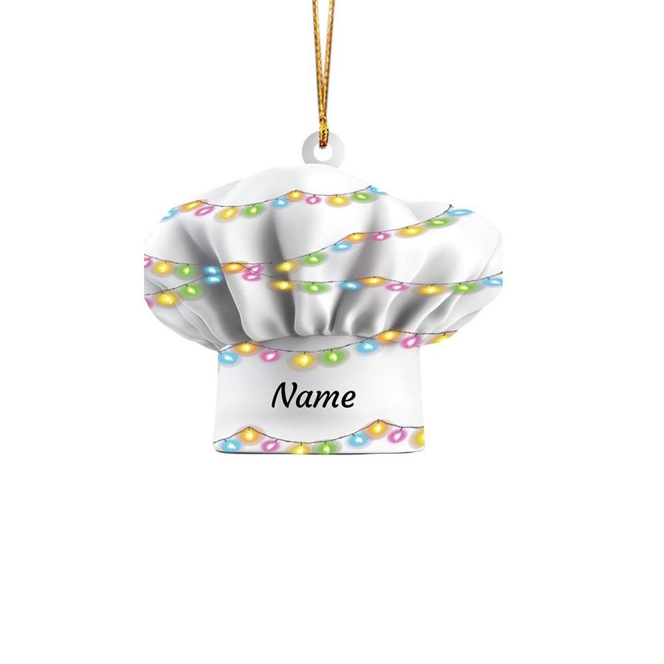 Personalized Chef Hat Ornament, Chef Christmas Ornament, Cooking Ornament, Restaurant Kitchen Ornament, Baker Ornament Gift