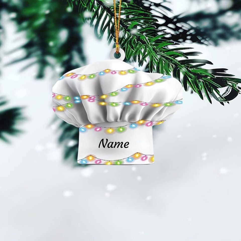 Personalized Chef Hat Ornament, Chef Christmas Ornament, Cooking Ornament, Restaurant Kitchen Ornament, Baker Ornament Gift
