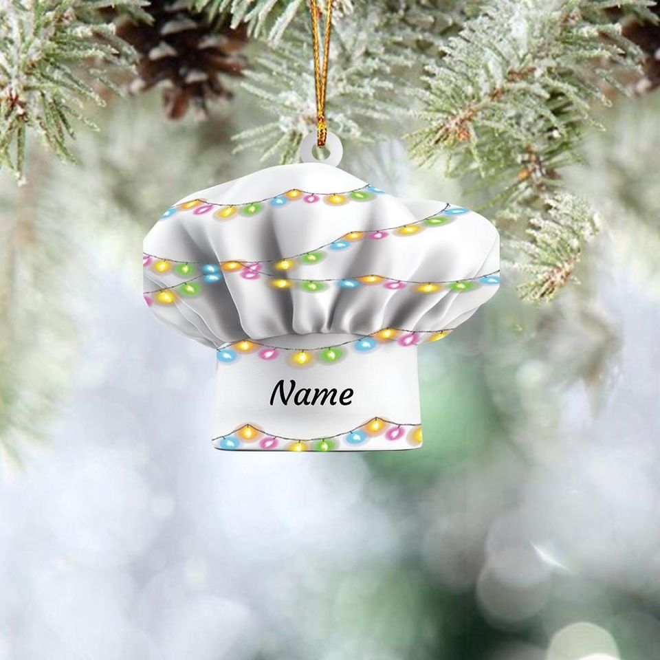 Personalized Chef Hat Ornament, Chef Christmas Ornament, Cooking Ornament, Restaurant Kitchen Ornament, Baker Ornament Gift