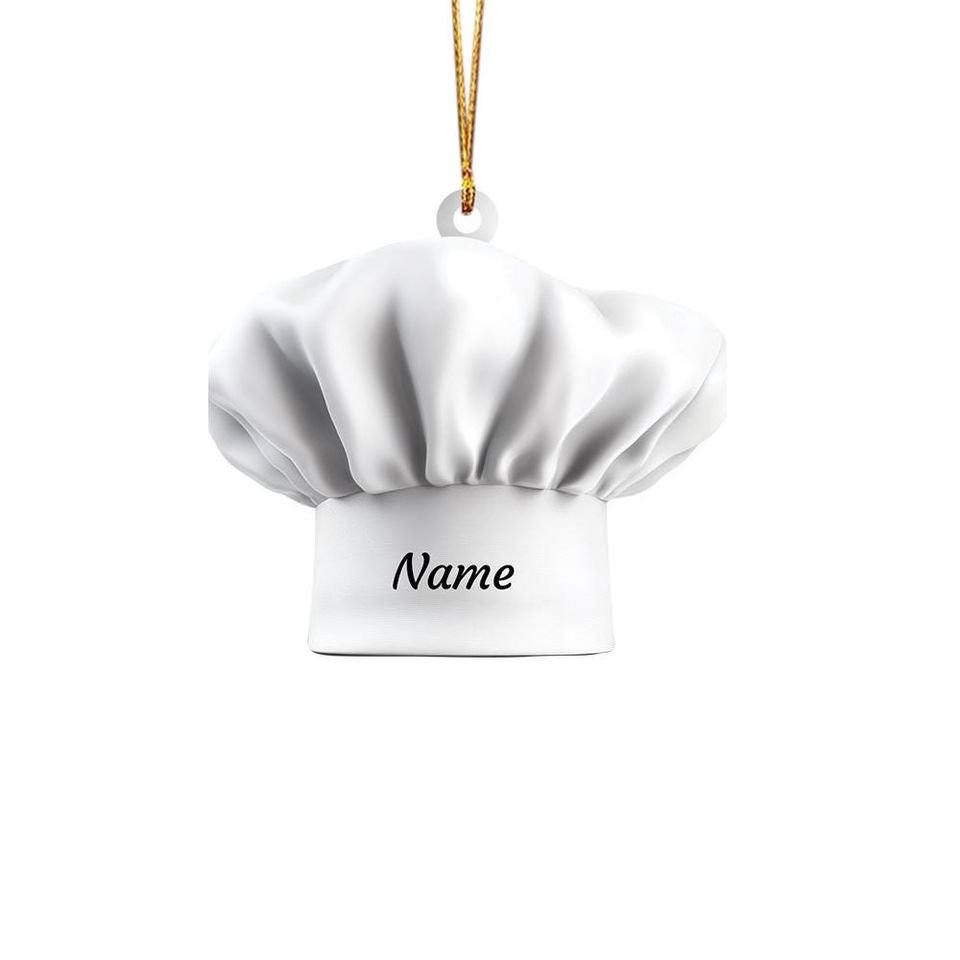 Personalized Chef Hat Ornament, Chef Christmas Ornament, Cooking Ornament, Restaurant Kitchen Ornament, Baker Ornament Gift