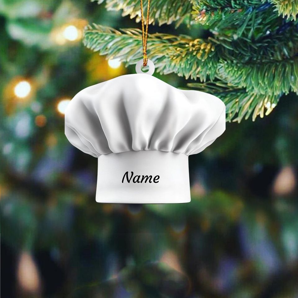 Personalized Chef Hat Ornament, Chef Christmas Ornament, Cooking Ornament, Restaurant Kitchen Ornament, Baker Ornament Gift