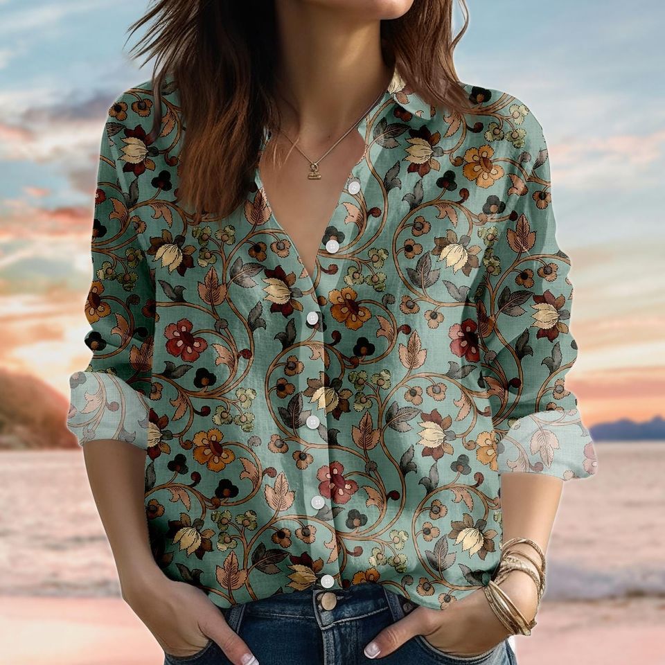 Vintage Baroque Floral Women's Blouse