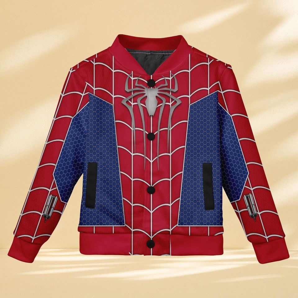 Spider-Man Baseball Jacket, Spiderman Cosplay Costume, Spider Man Varsity Jacket