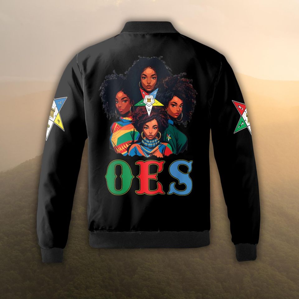 OES Eastern Star Sistar Bomber Jacket for Women Personalized Chapter and Name Custom Zip Coat