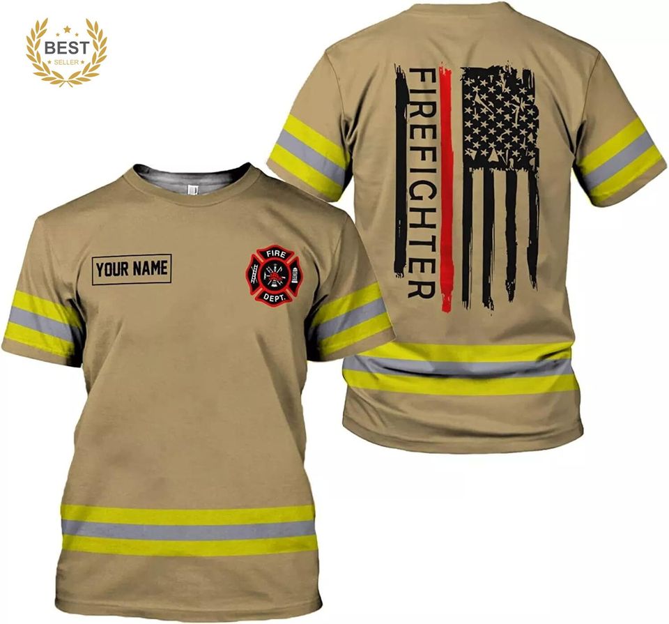 Personalized Firefighter Shirt, Custom Name Fire Man Firefighter Gift Tshirt 3D