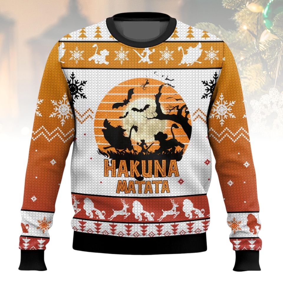 Lion King Christmas Ugly Sweater, Hakuna Matata Holiday Sweater