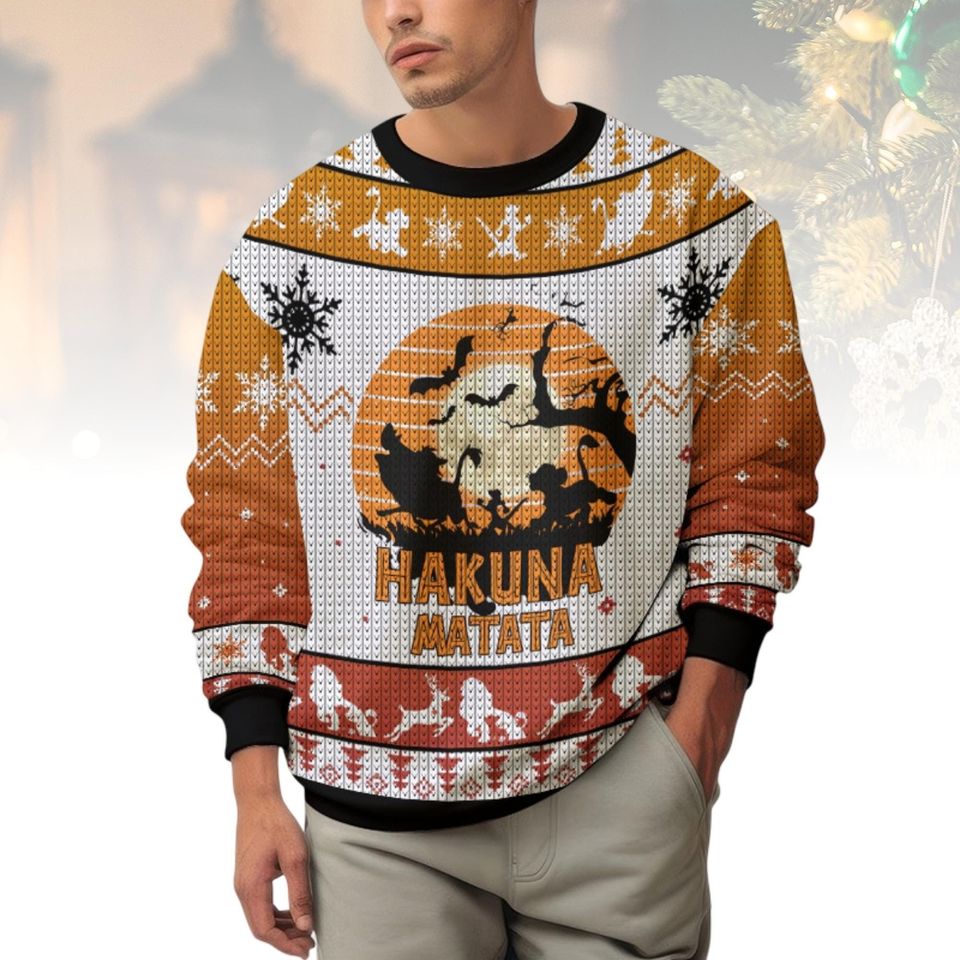 Lion King Christmas Ugly Sweater, Hakuna Matata Holiday Sweater