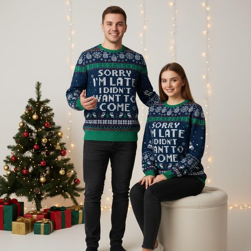 Funny Quote Christmas Ugly Sweater, Reindeer Holiday Sweater, Xmas Gift