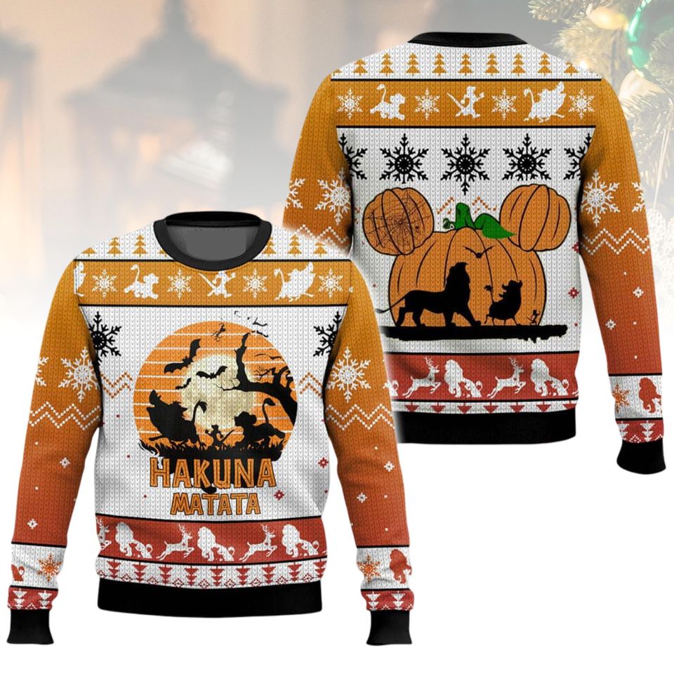 Lion King Christmas Ugly Sweater, Hakuna Matata Holiday Sweater